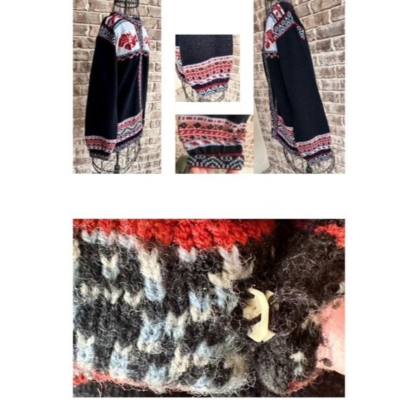 VTG Brunson of California Cardigan Medium Black Knit Tribal Aztec Orient… - Picture 7 of 12